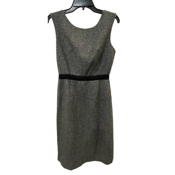 Club Monaco Sz 8 Wool Betsey Sheath Midi Length Sleeveless Dress Gray Black - Picture 1 of 7